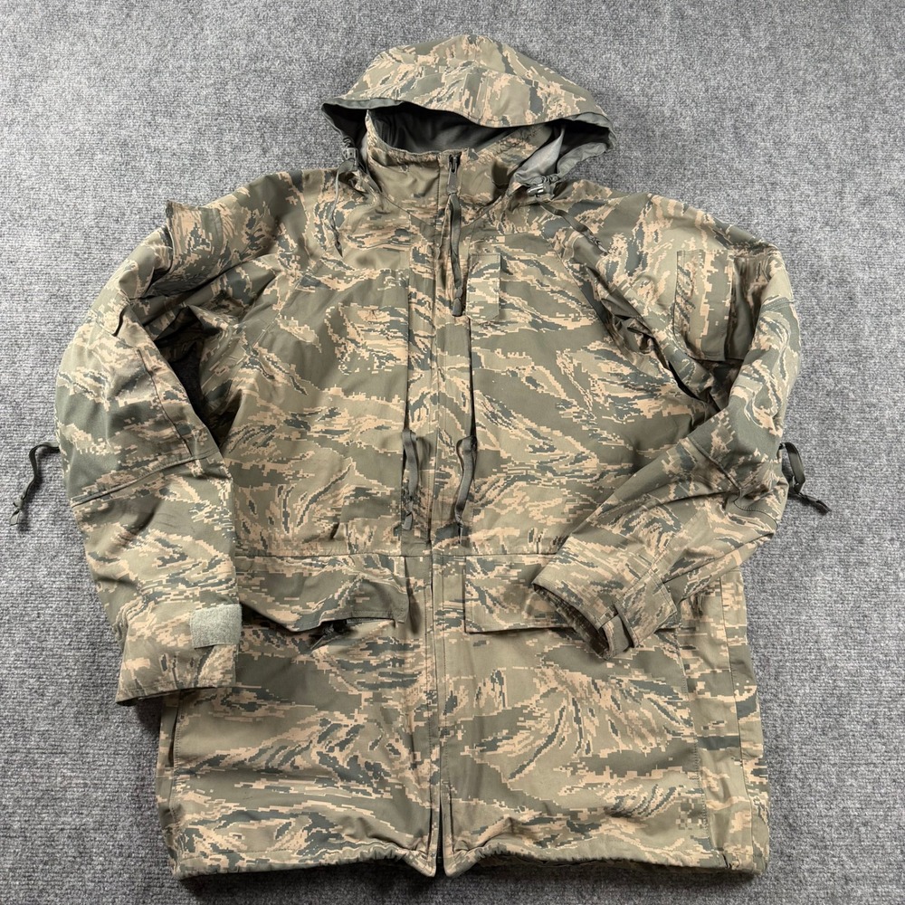 Tennier Industries APECS Parka Men Medium Long Tiger Stripe Camo Jacket USAF